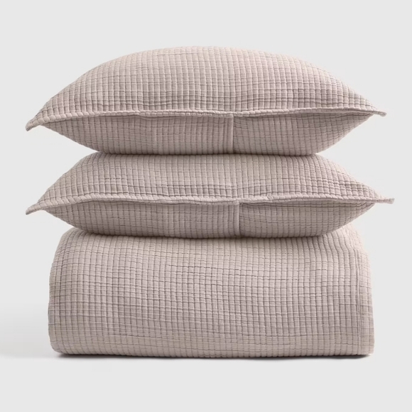 Quince Other - Quince Organic Ribbed Cotton Coverlet Set - 3 pieces - Full/Queen - Sand